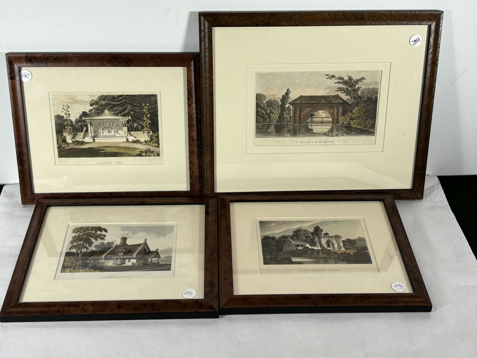 FOUR 19TH CENTURY ENGLISH PRINTS, ONE IS 15" X 12.5" FRAMED AND 8" X 5" SIGHT AND THREE ARE 11.75" X (1 of 6)