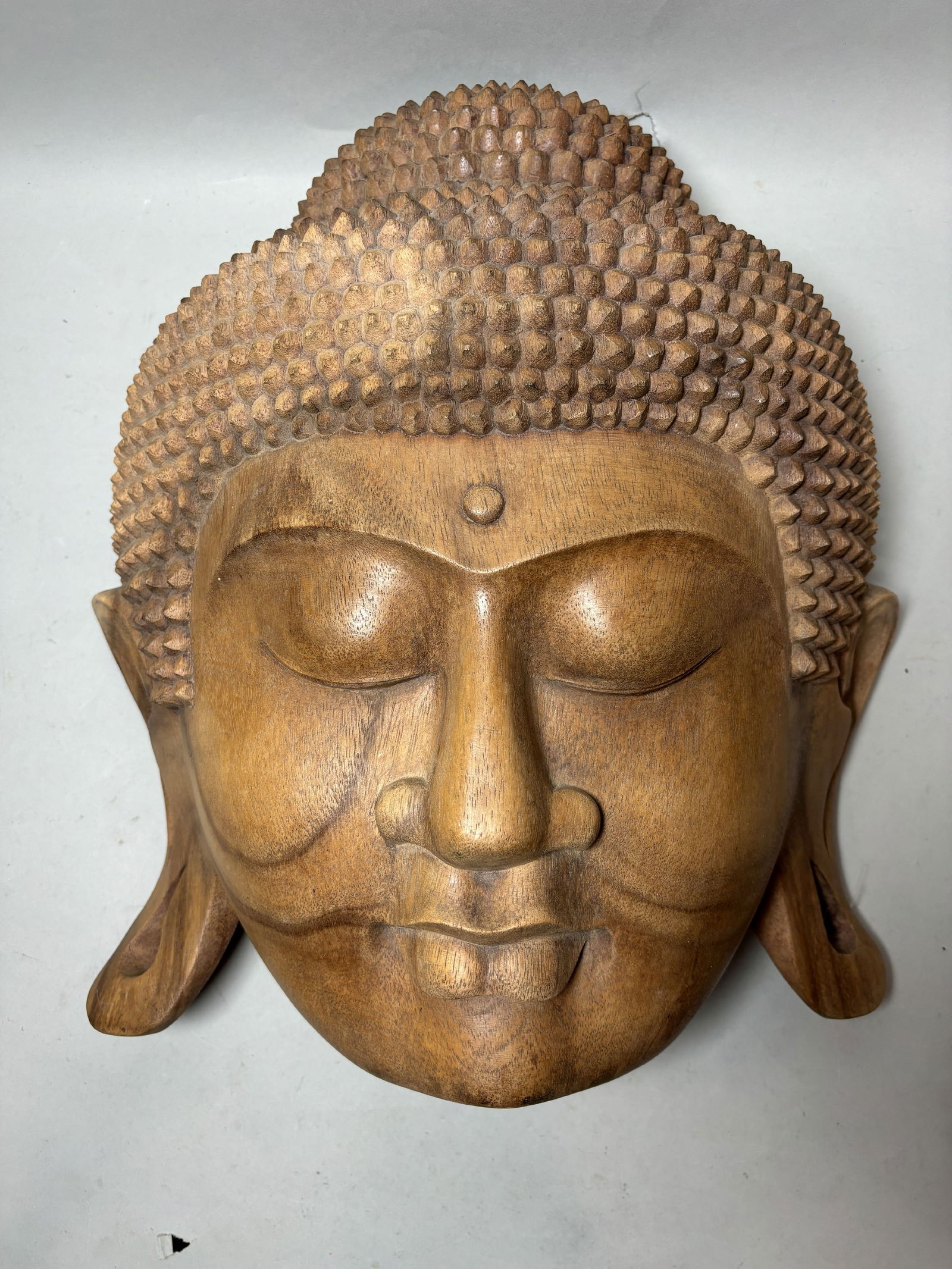 LARGE CARVED BUDDHA HEAD, 17" X 14" X 7" (1 of 7)