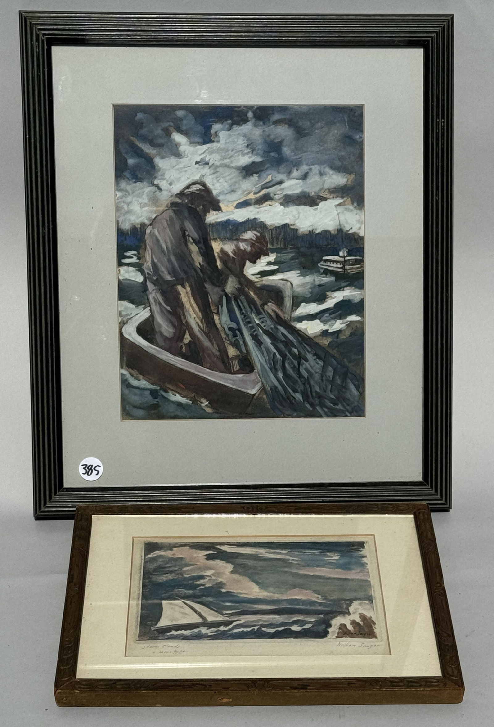 TWO WILLIAM SANGER ETCHINGS WITH HAND COLORING, 11" X 9" AND 13" X 17" (1 of 10)