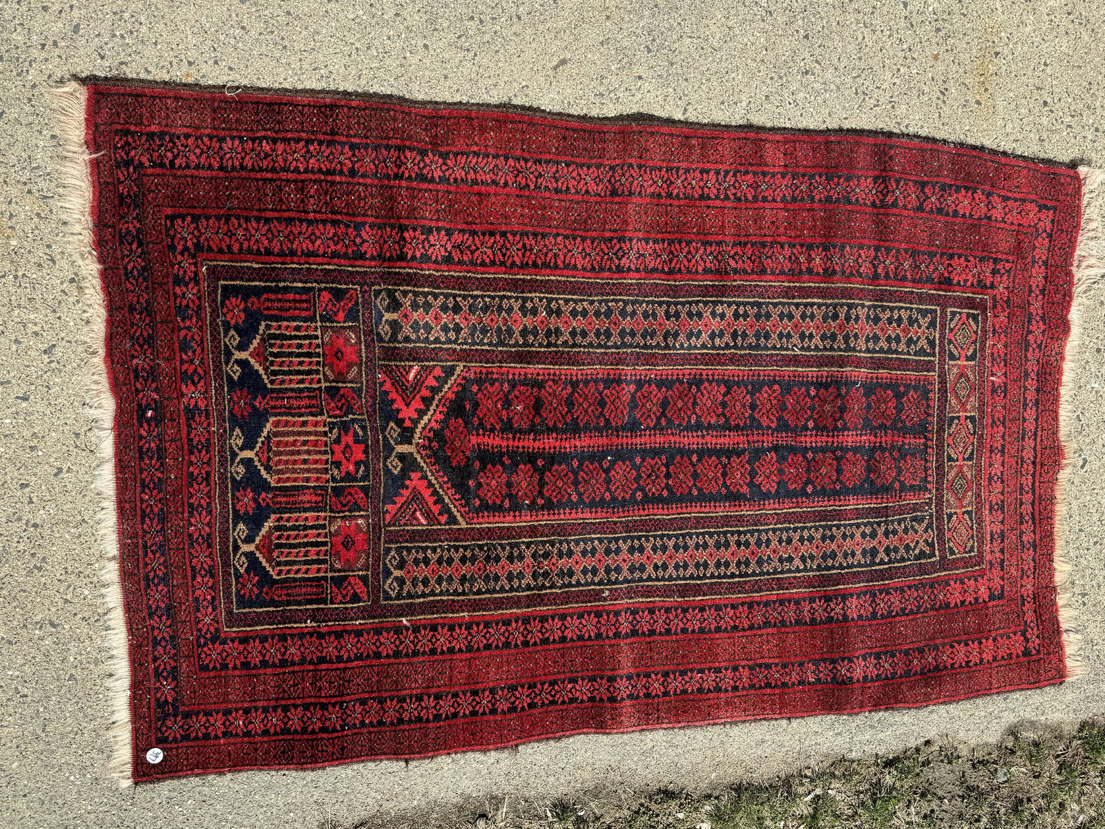 ANTIQUE PERSIAN MAT, 32" X 58" (1 of 3)
