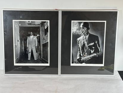 TWO HERMAN LEONARD SIGNED PHOTOS OF JAZZ MUSICIANS, BEN WEBSTER AND JAMES MOODY: TWO HERMAN LEONARD SIGNED PHOTOS OF JAZZ MUSICIANS, BEN WEBSTER AND JAMES MOODY