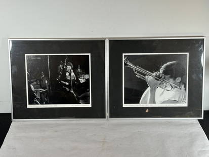 TWO HERMAN LEONARD SIGNED PHOTOS OF JAZZ MUSICIANS, ELLA FITZGERALD AND CHET BAKER: TWO HERMAN LEONARD SIGNED PHOTOS OF JAZZ MUSICIANS, ELLA FITZGERALD AND CHET BAKER