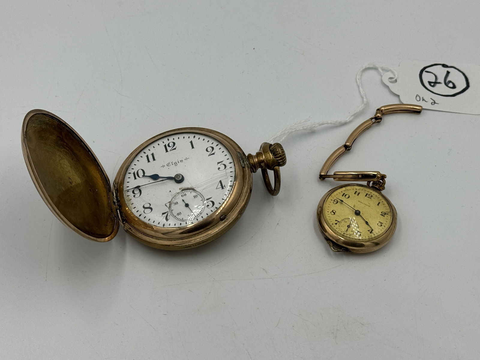 TWO GOLD FILLED POCKET WATCHES (1 of 4)