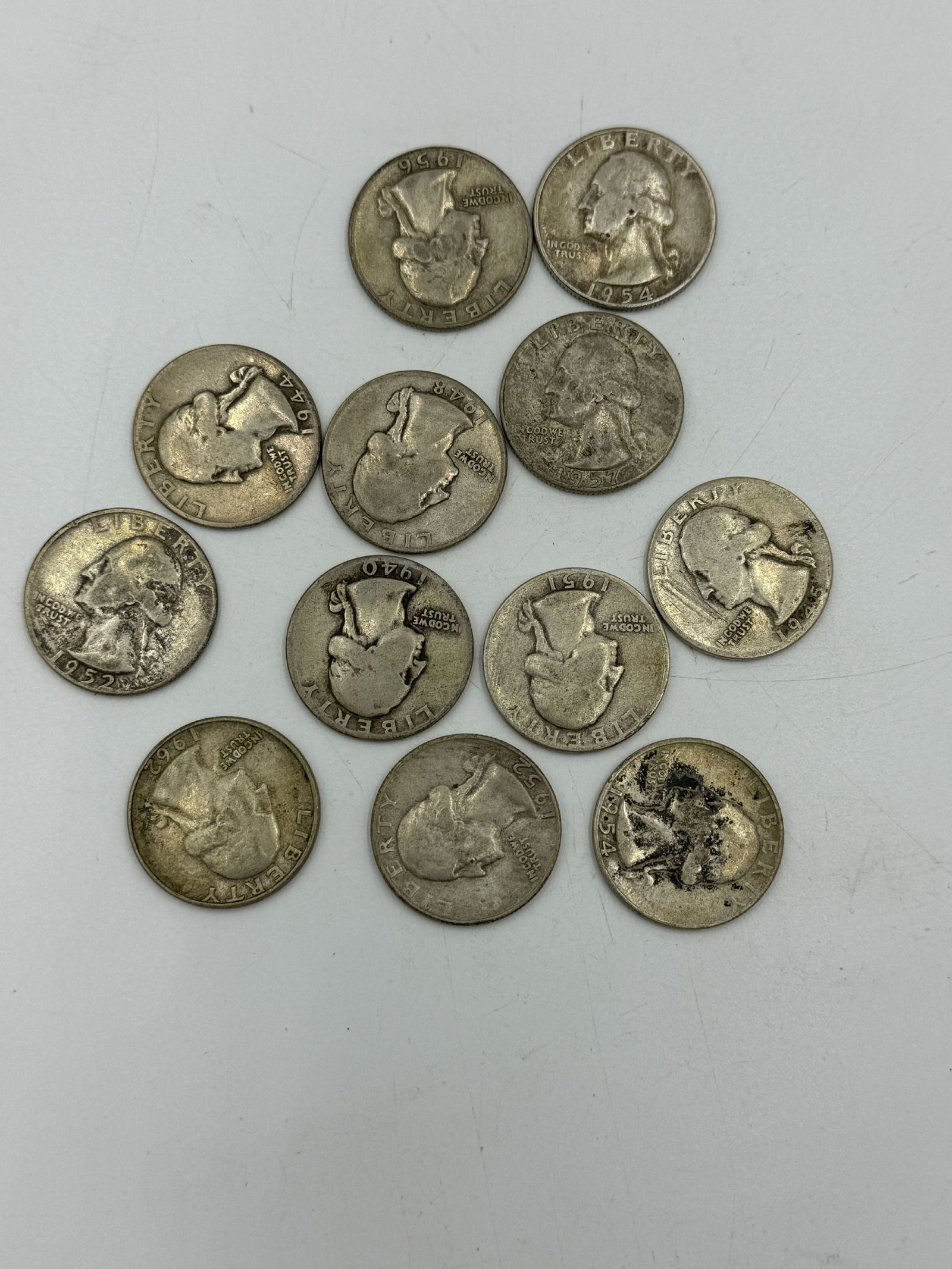 ELEVEN STERLING SILVER WASHINGTON QUARTERS (1 of 2)