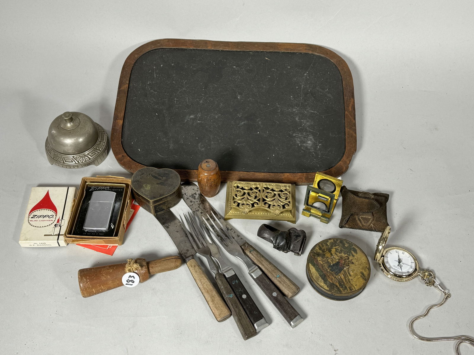 EARLY SLATE CHALK BOARD AND ANTIQUE SMALLS (1 of 6)