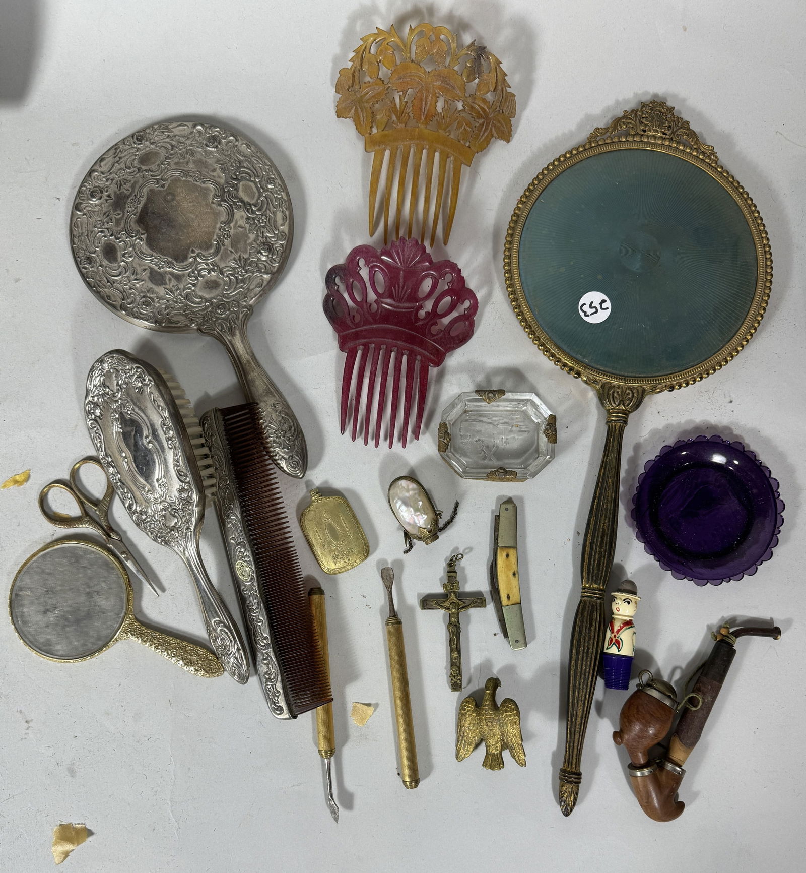 GUILLOCHE HAND MIRRO AND MISC DRESSER ITEMS (1 of 10)