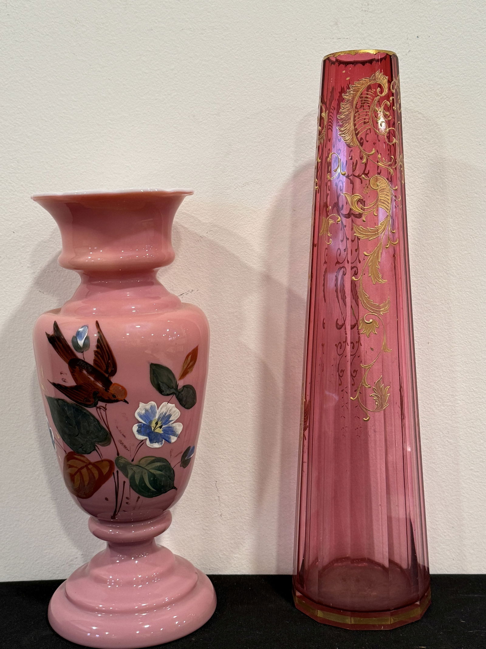 TWO LARGE PIECES VICTORIAN GLASS, 14" TALL AND 11" TALL (1 of 9)
