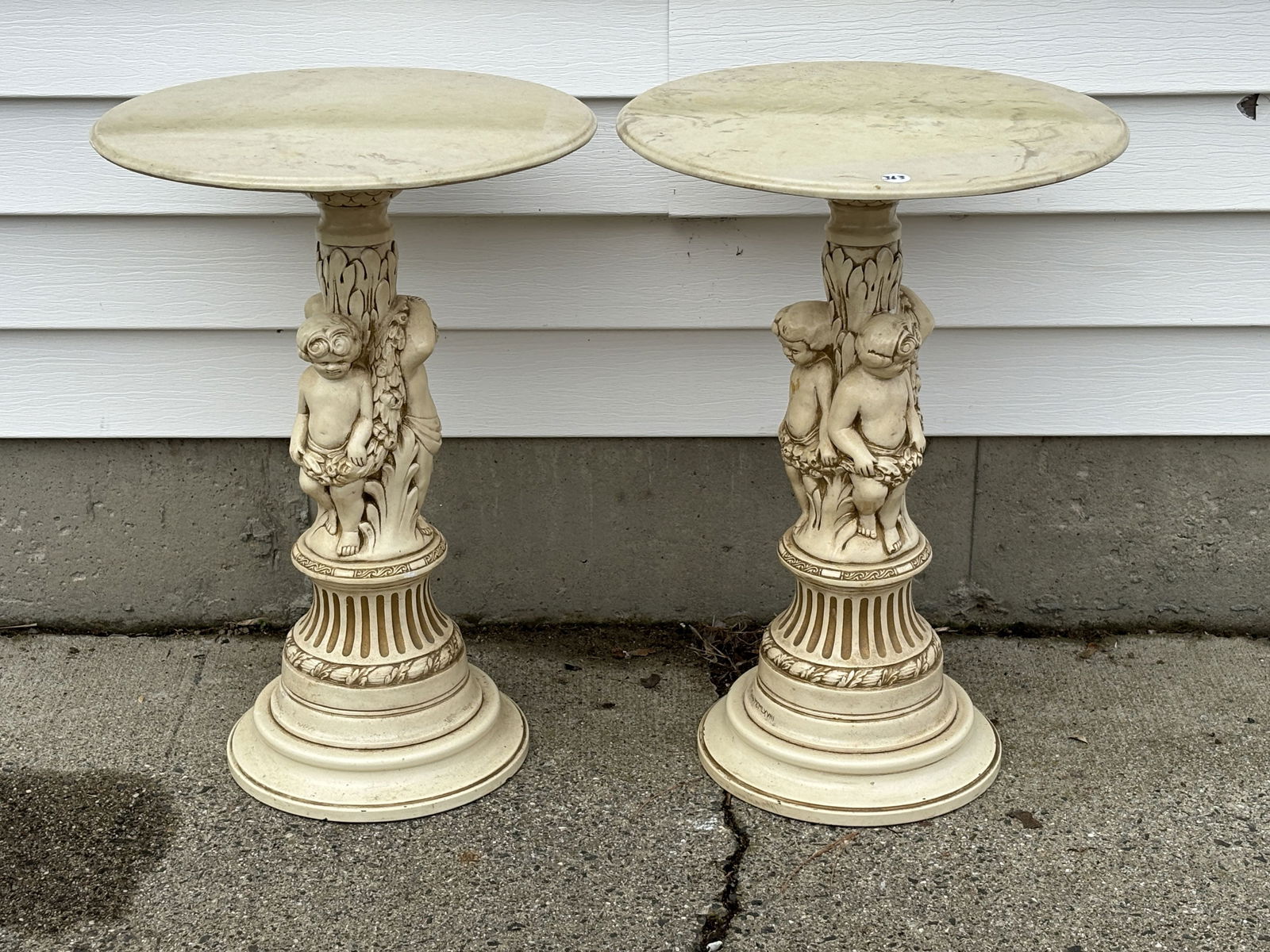 TWO FIGURAL MARBLE TOP TABLES (1 of 5)