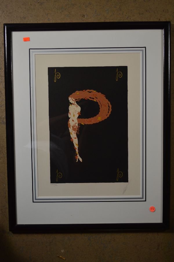 PENCIL SIGNED ERTE LETTER "P" 11"X 16" SIGHT: PENCIL SIGNED ERTE LETTER "P" 11"X 16" SIGHT