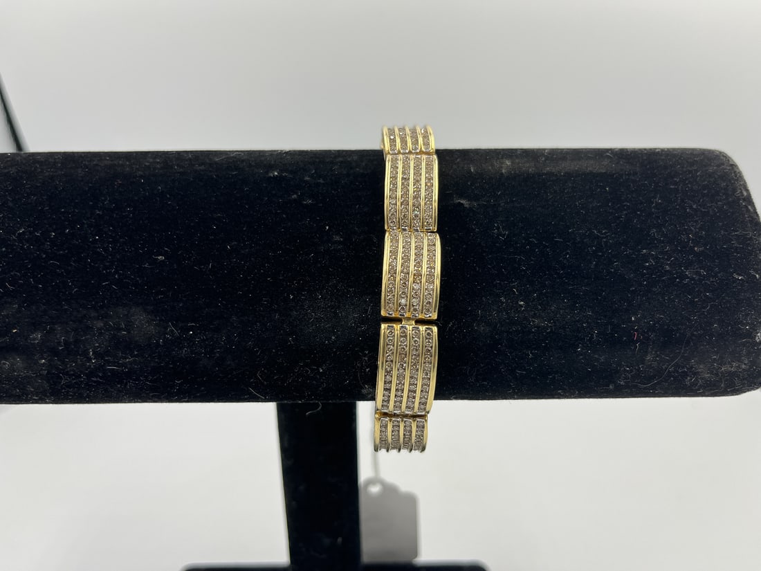 A 10K GOLD BRACELET W/ GEMSTONES, 28.31 GRAMS. 7.25" (1 of 3)