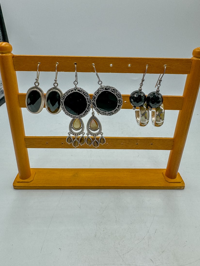 SIXTEEN PAIRS STERLING SILVER EARRINGS (1 of 4)