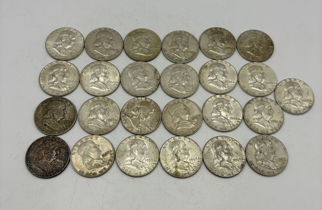 25 FRANKLIN HALF DOLLARS: 25 FRANKLIN HALF DOLLARS