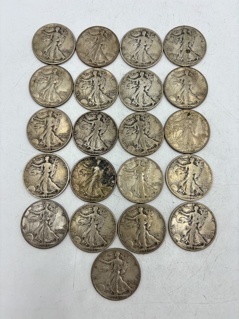 21 WALKING LIBERTY HALF DOLLARS: 21 WALKING LIBERTY HALF DOLLARS