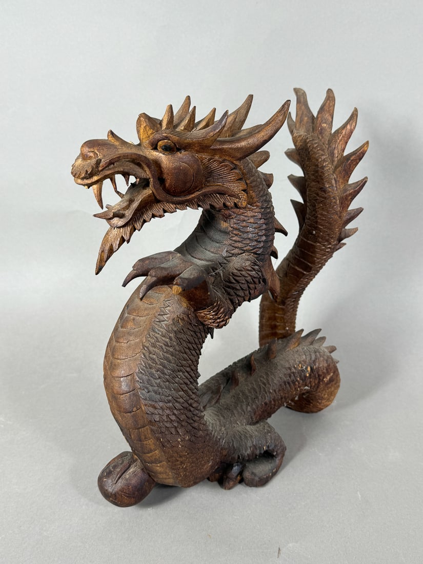 A 14" TALL CHINESE DRAGON CARVING (1 of 7)