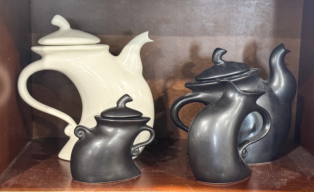 A MICHAEL LAMBERT STUDIO POTTERY COFFEE AND TEA SERVICE, 12" X 9" X 4" AND SMALLER (1 of 1)