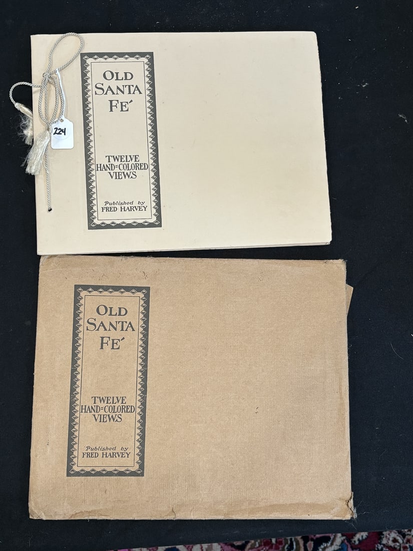 "OLD SANTA FE" PORTFOLIO BOOK OF TWELVE HAND COLORED VIEWS, 13" X 10". EXCELLENT CONDITION, COMES (1 of 4)