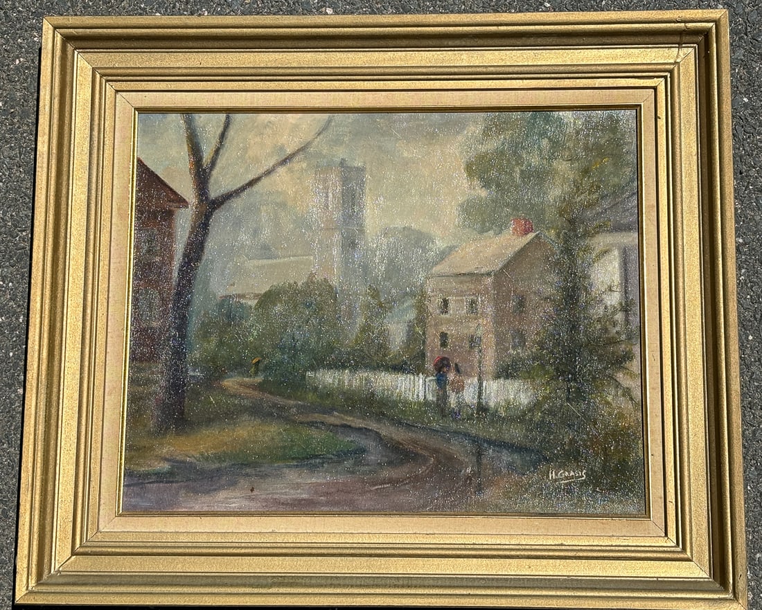 H GRASIS AMERICAN IMPRESSIONIST PAINTING, 22" X 26" FRAMED AND 15.5" X 19.5" SIGHT: H GRASIS AMERICAN IMPRESSIONIST PAINTING, 22" X 26" FRAMED AND 15.5" X 19.5" SIGHT