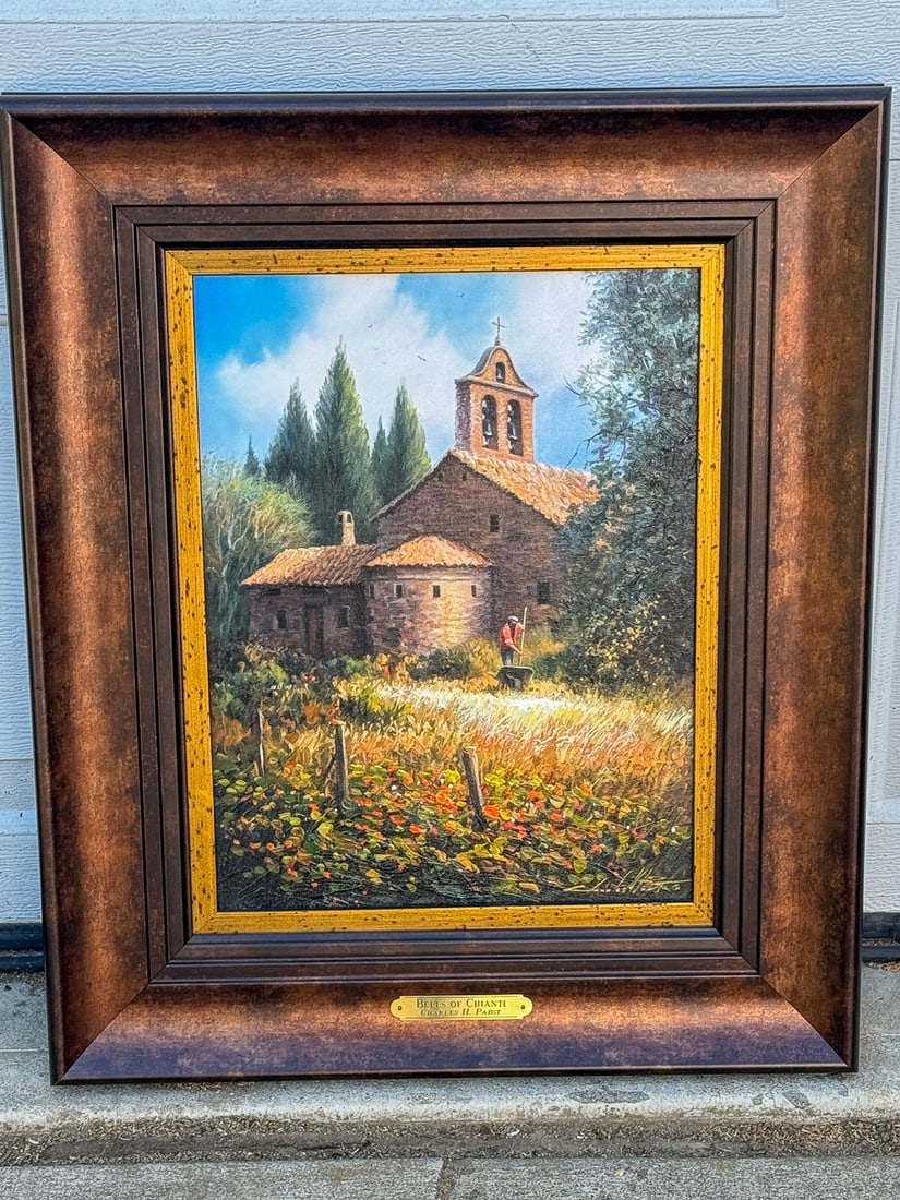 CHARLES H PABST PAINTING, "BELLS OF CHIANTI", 20" X 24" FRAMED AND 12" X 16" SIGHT (1 of 5)