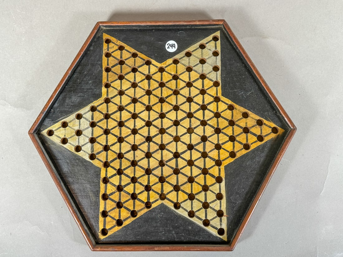 A PAINTED FOLKART GAMEBOARD 15" X 1": A PAINTED FOLKART GAMEBOARD 15" X 1"