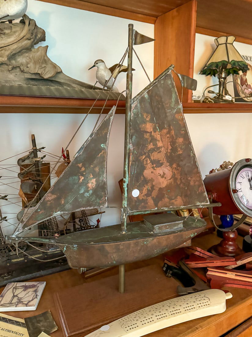SMALL COPPER SAILBOAT FORM WEATHERVANE (1 of 1)