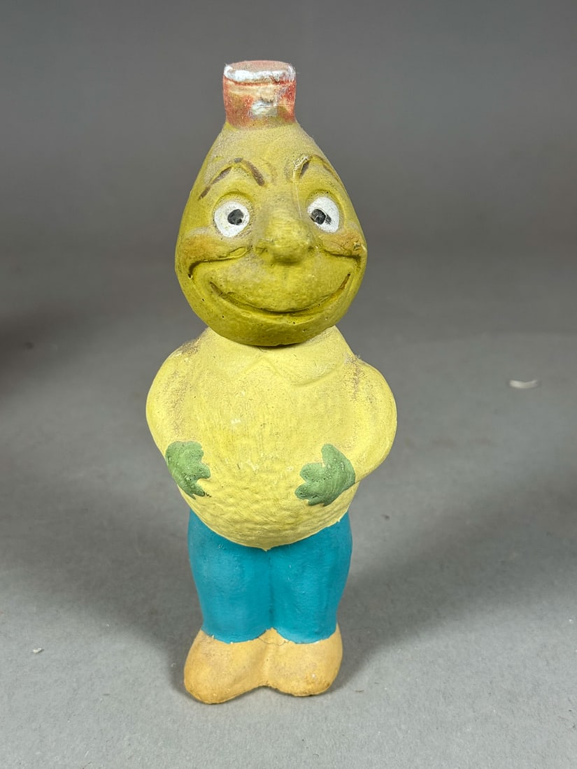 VERY RARE ANTIQUE GERMAN PAPER MACHE VEGGIE MAN CANDY CONTAINER, 6.5" (1 of 5)