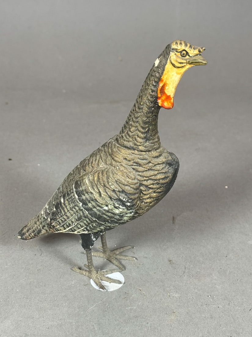 AN ANTIQUE GERMAN PAPER MACHE WILD TURKEY CANDY CONTAINER, 6.5" X 5.5" (1 of 7)
