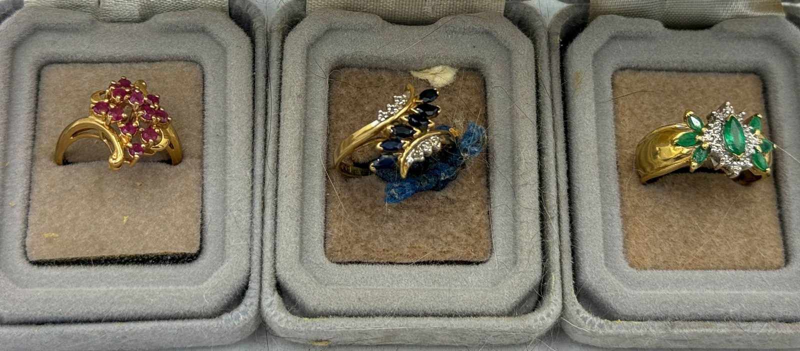 THREE 10K GOLD AND GEMSTONE RINGS, 8.51 GRAMS (1 of 10)