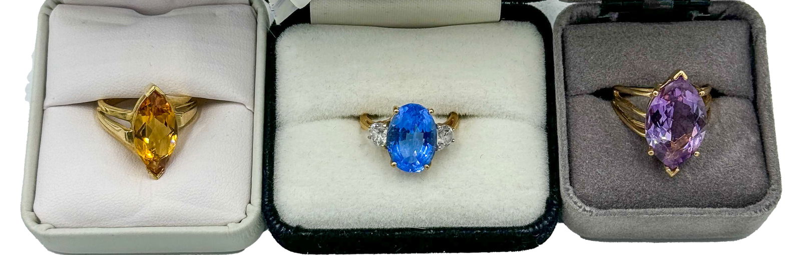 THREE 10K GOLD AND GEMSTONE RINGS, 14.49 GRAMS (1 of 10)