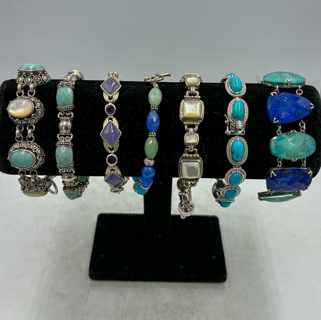 STERLING SILVER JEWELRY LOT W/ BLUE STONES , 232 GRAMS (1 of 2)