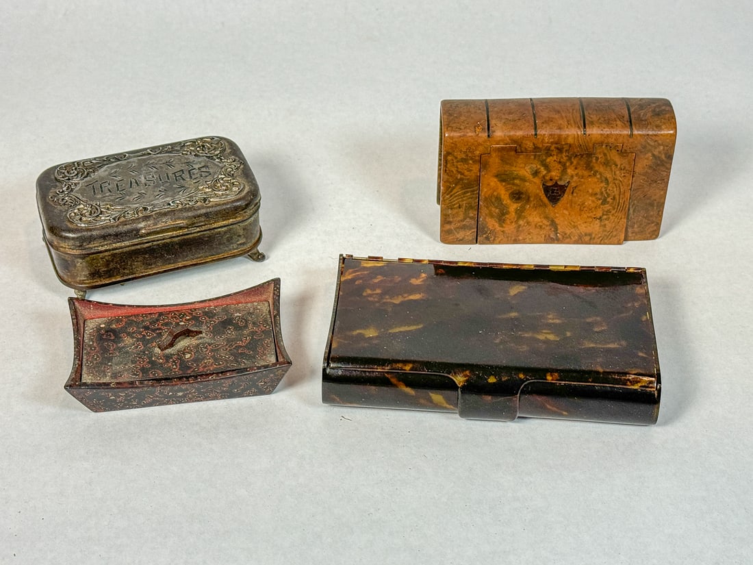 FOUR ANTIQUE BOXES, 5" X 4" AND SMALLER (1 of 6)