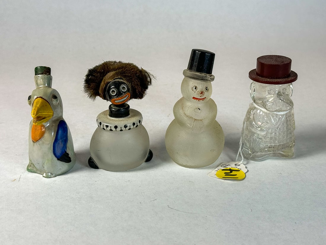 FOUR ANTIQUE FIGURAL PERFUME BOTTLES (1 of 7)