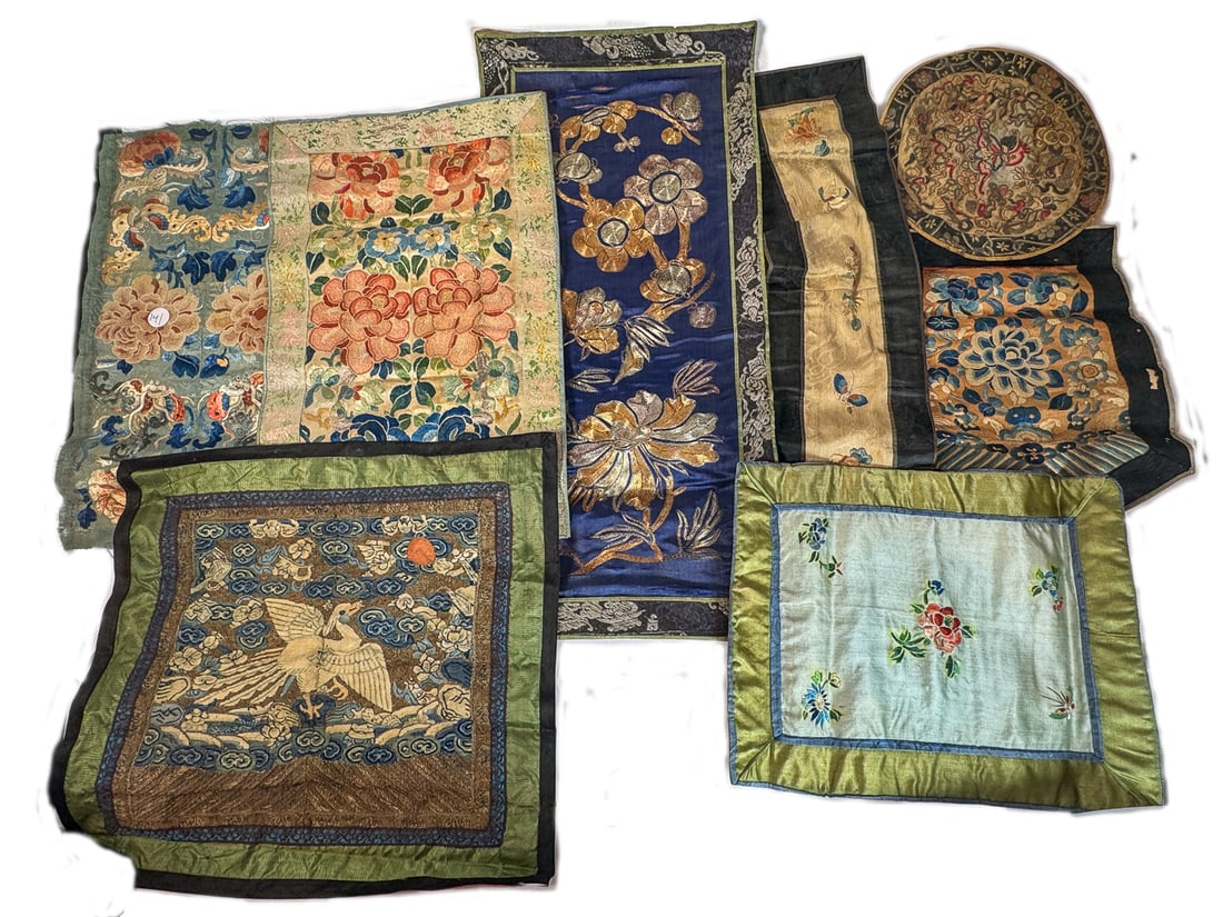 ANTIQUE CHINESE  RANK PATCH AND 2 OTHER EMBROIDERED PANELS (1 of 6)