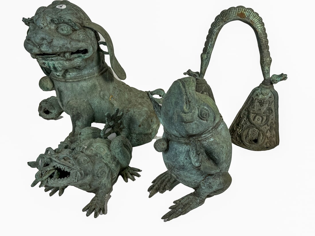 FOUR PIECES BRONZE OUTDOOR STATUARY, 18" X 5" X 16" (1 of 8)