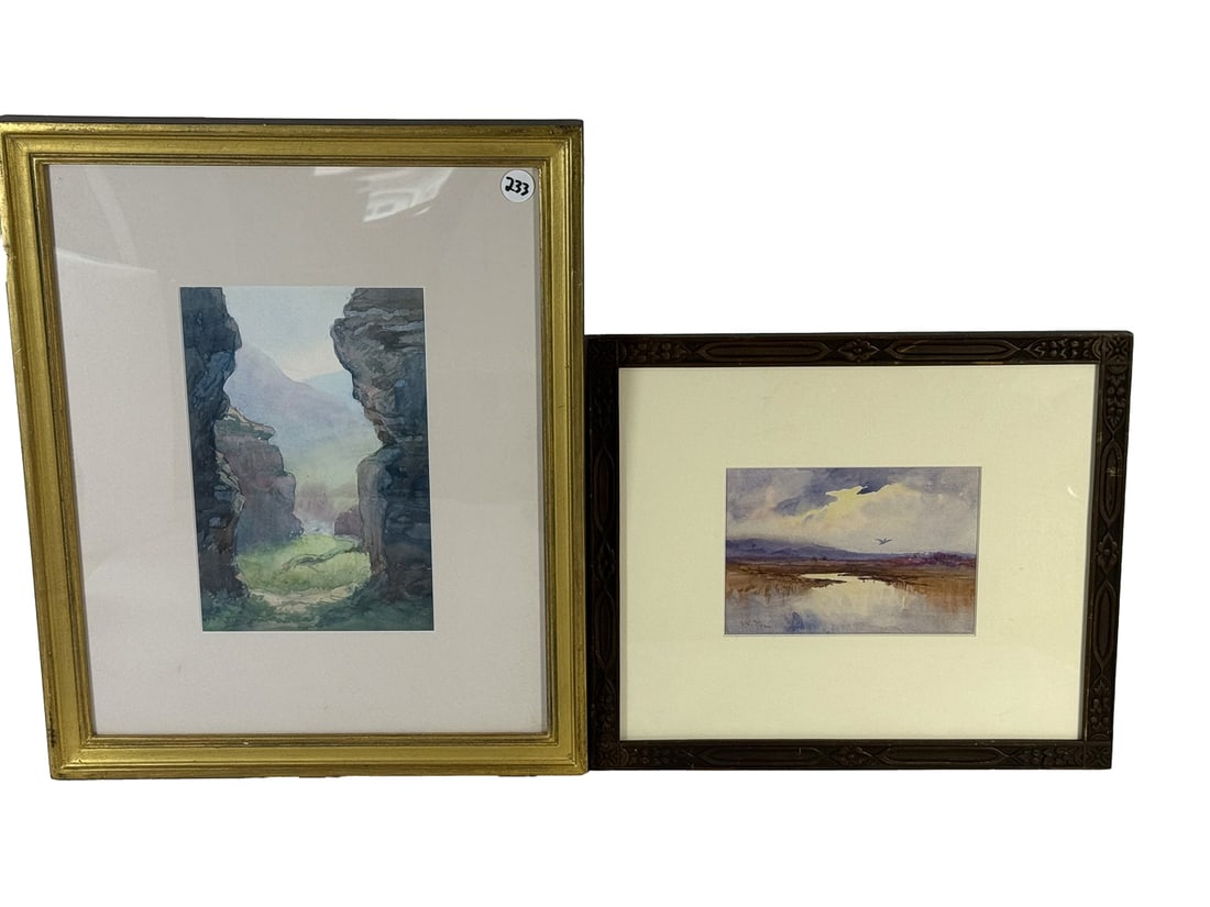 TWO WATERCOLORS BY NELLY MURPHY: TWO WATERCOLORS BY NELLY MURPHY, 8.875" X 6" AND 6.5" X 5"