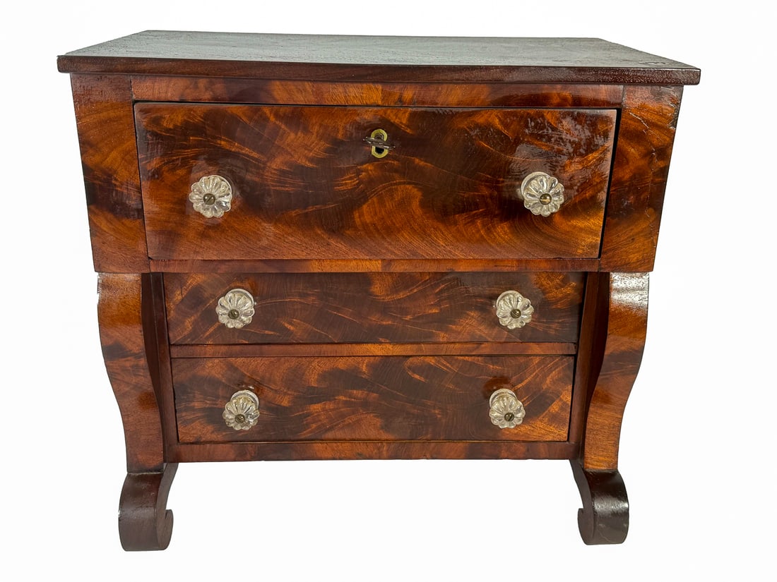 ANTIQUE EMPIRE CHILDS CHEST, 14" X 9" X 15" (1 of 7)