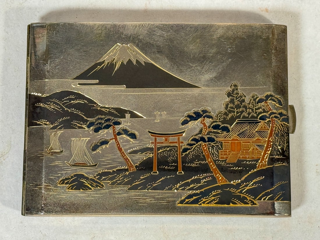 OKOBO BROTHERS STERLING SILVER CIGARETTE CASE, 3.75" X 4" (1 of 6)