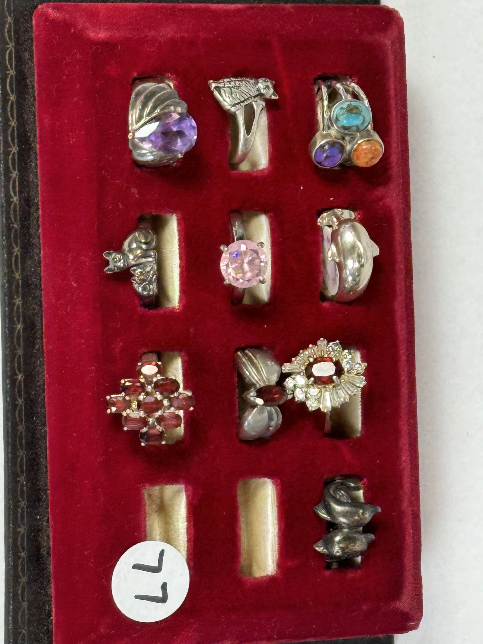 LOT OF 10 STERLING SILVER RINGS, SOME WITH GEMSTONES: LOT OF 10 STERLING SILVER RINGS, SOME WITH GEMSTONES