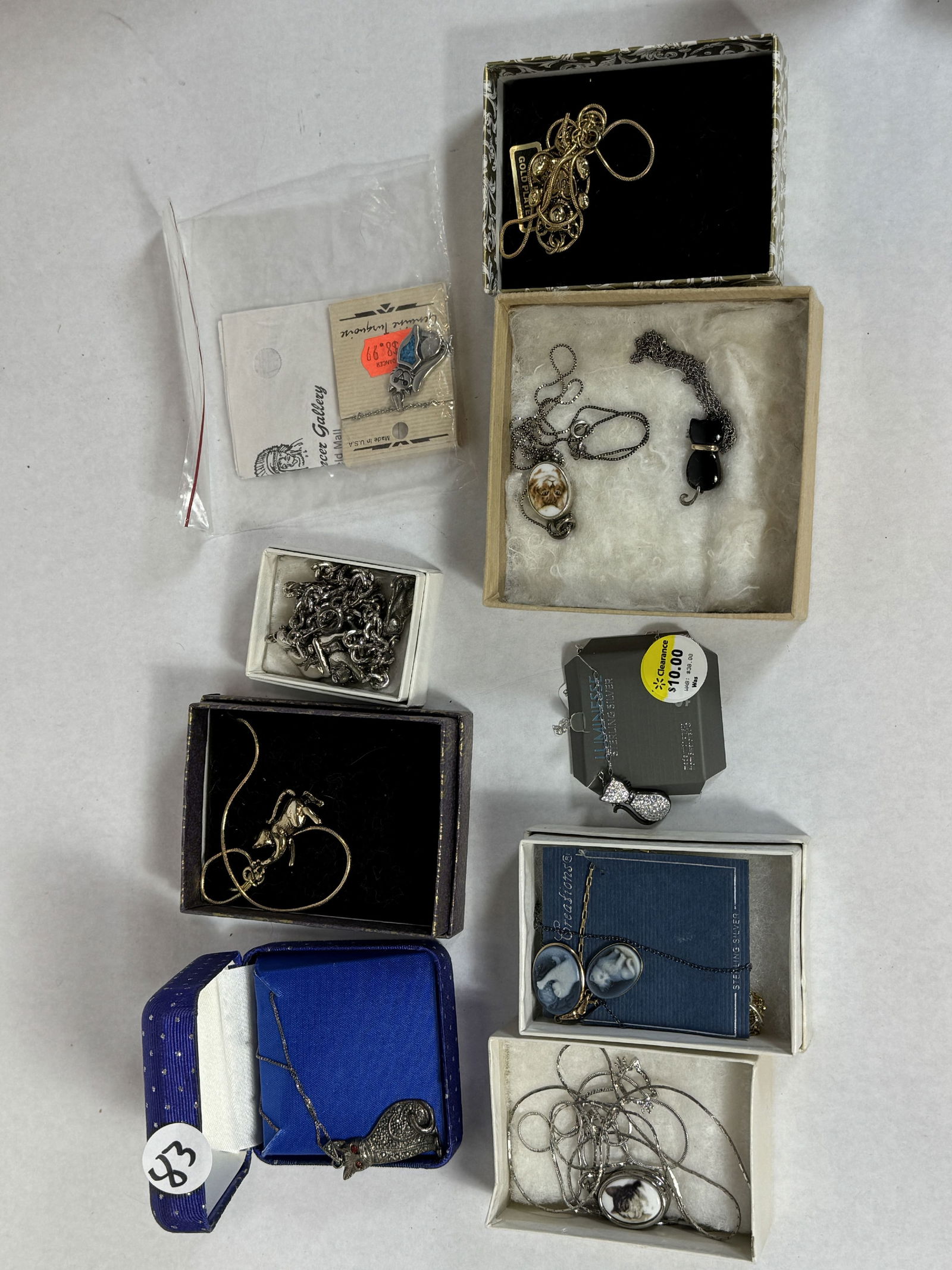 10 STERLING SILVER NECKLACES WITH CATS (1 of 4)