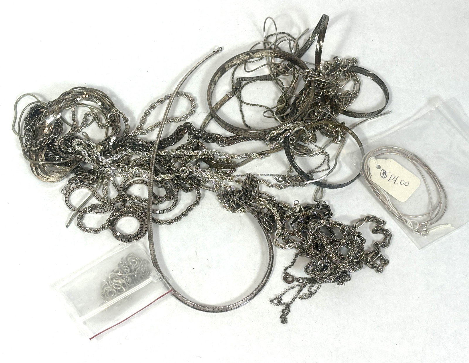 LARGE LOT OF STERLING SILVER NECKLACES AND BRACELETS: LARGE LOT OF STERLING SILVER NECKLACES AND BRACELETS