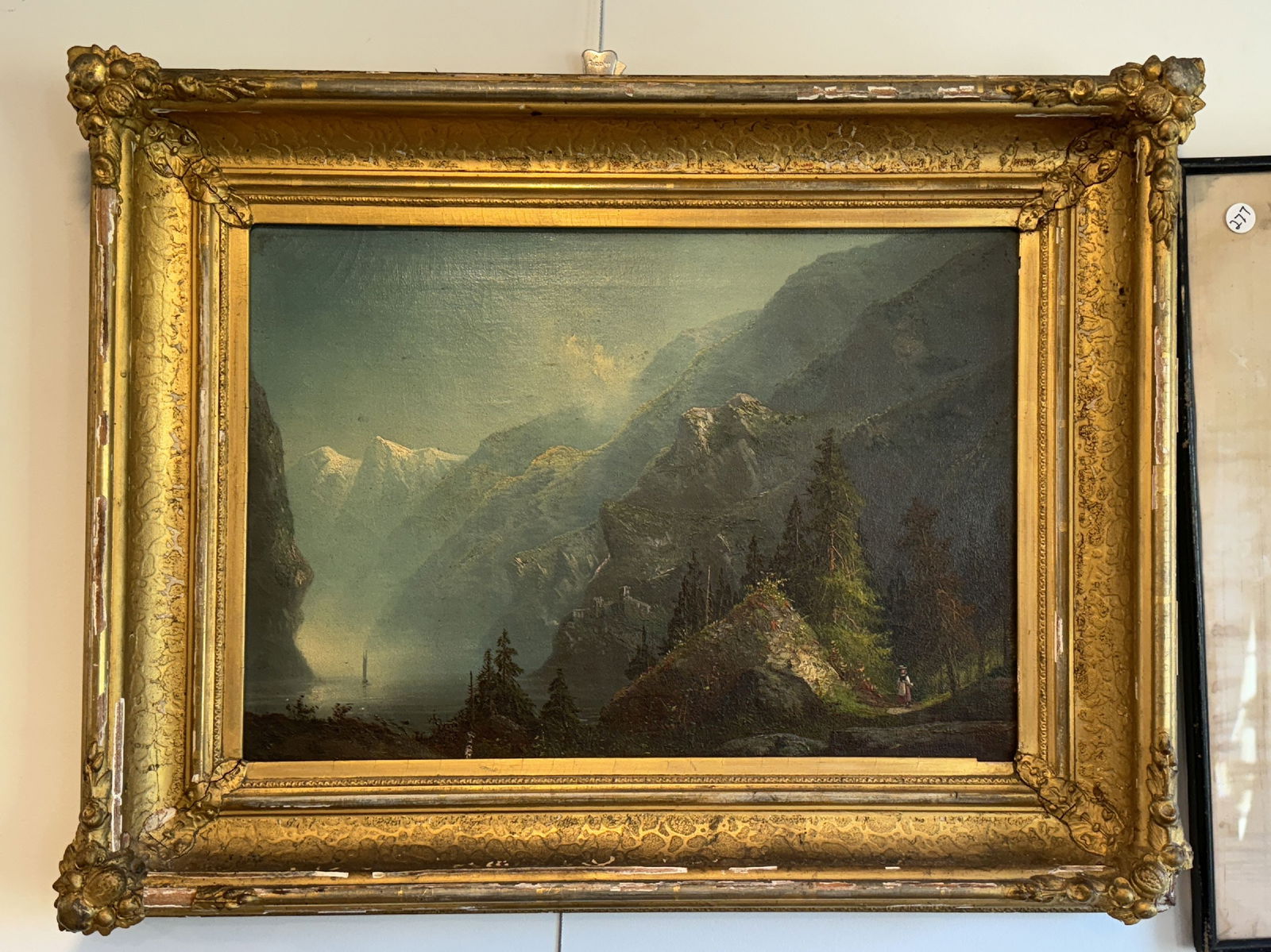 OIL ON CANVAS MOUNTAIN LANDSCAPE, UNSIGNED 27.5" X 21.5" FRAMED, 19" X 13" SIGHT (1 of 5)