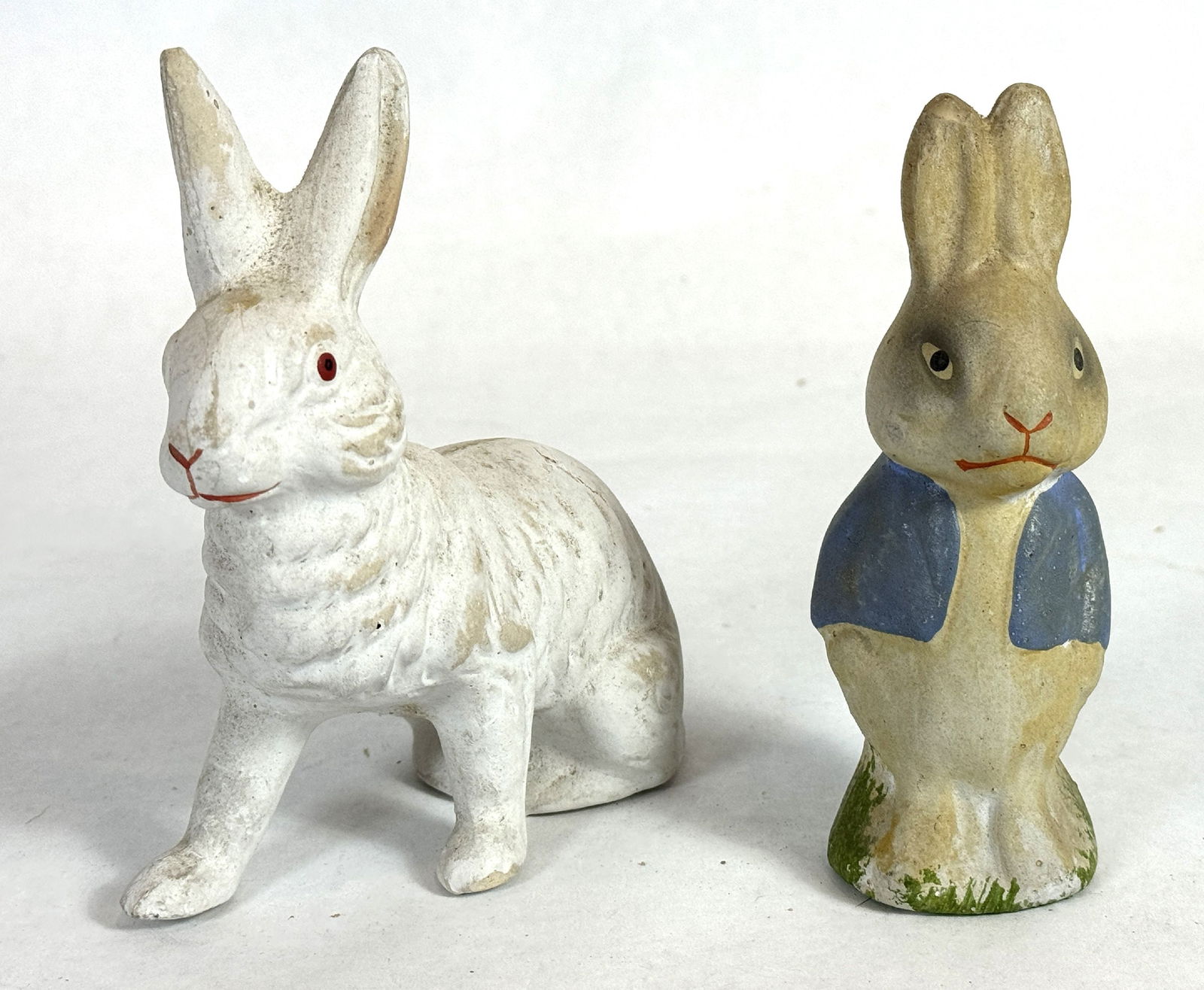 2 GERMAN PAPER MACHE RABBIT CANDY CONTAINERS 5.5" TALL (1 of 3)