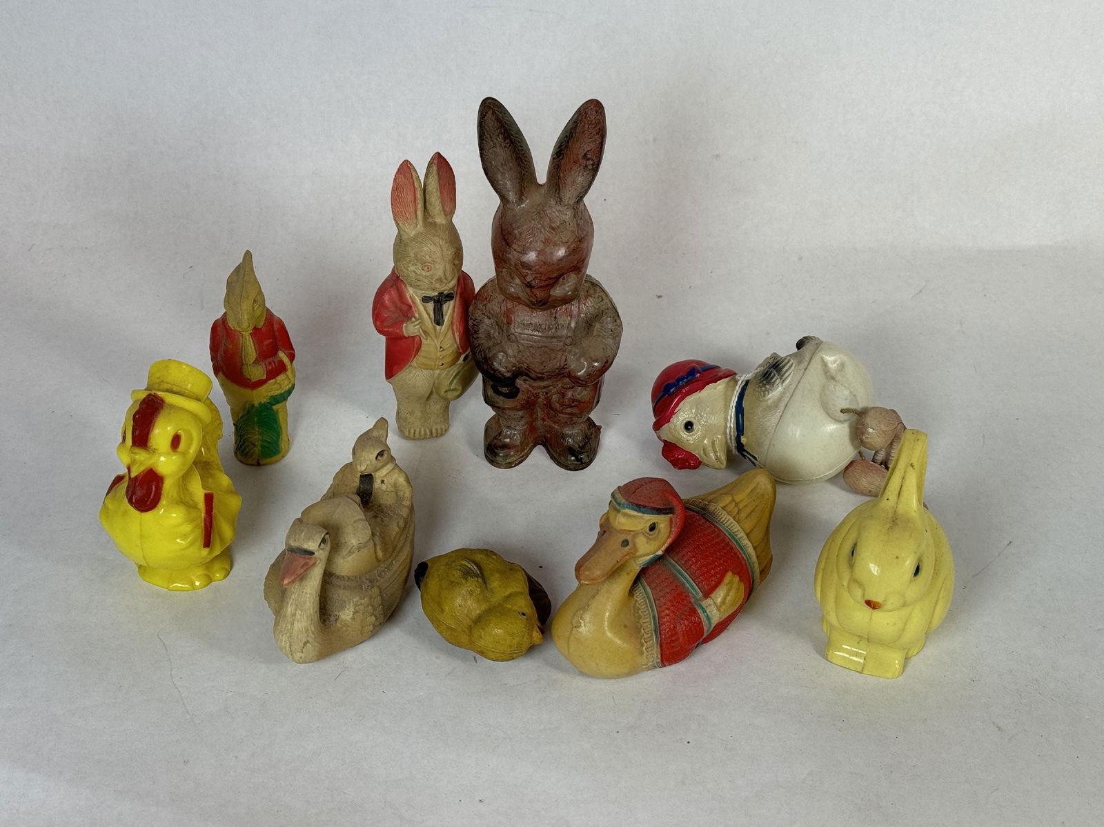 CELLULOID AND PLASTER EASTER BUNNIES, CHICKS AND DUCKS 6" AND SMALLER (1 of 5)
