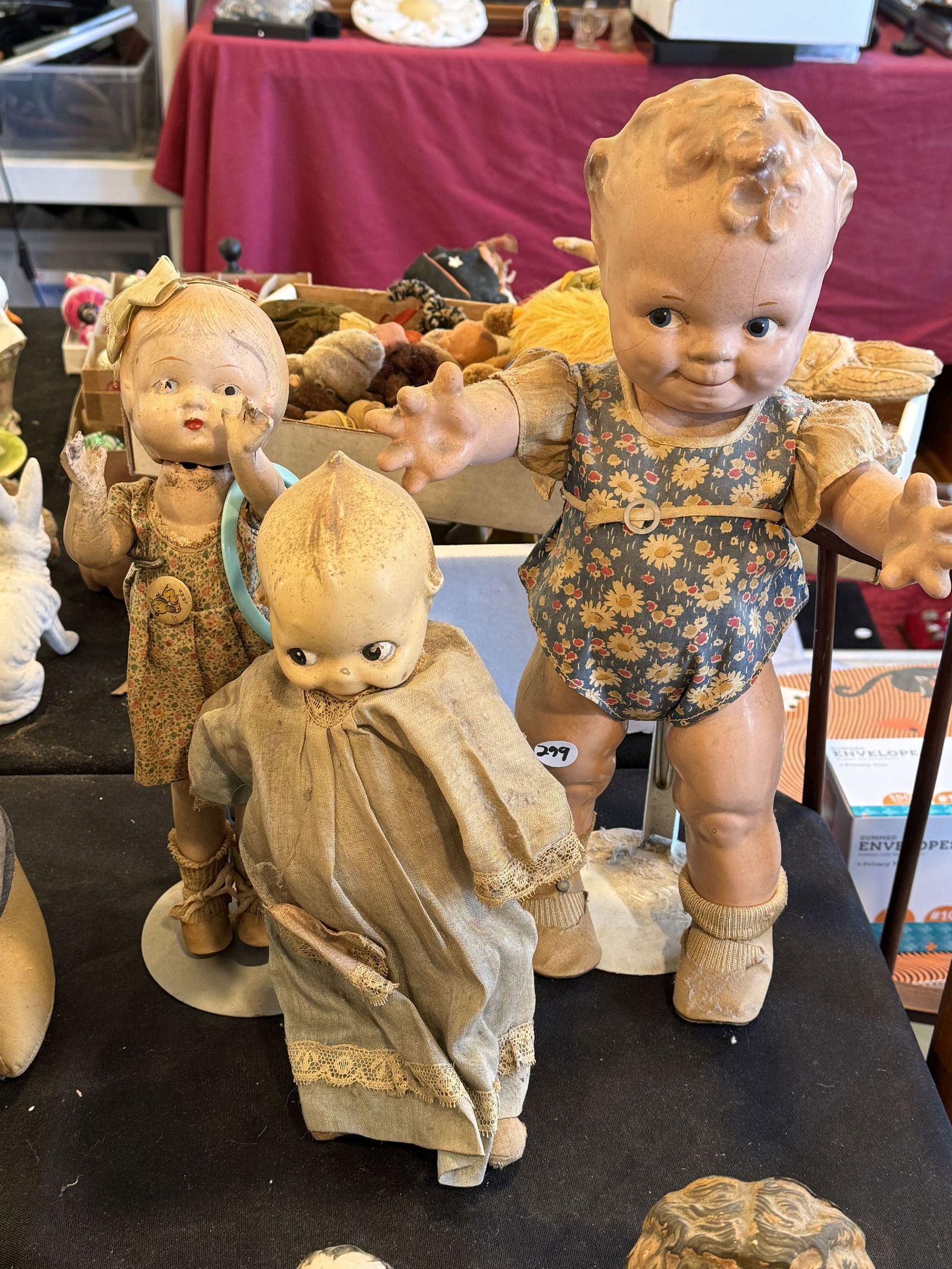 VINTAGE COMPOSITION KEWPIE DOLL AND 2 OTHERS 12"T, 12"T AND 15"T (1 of 7)