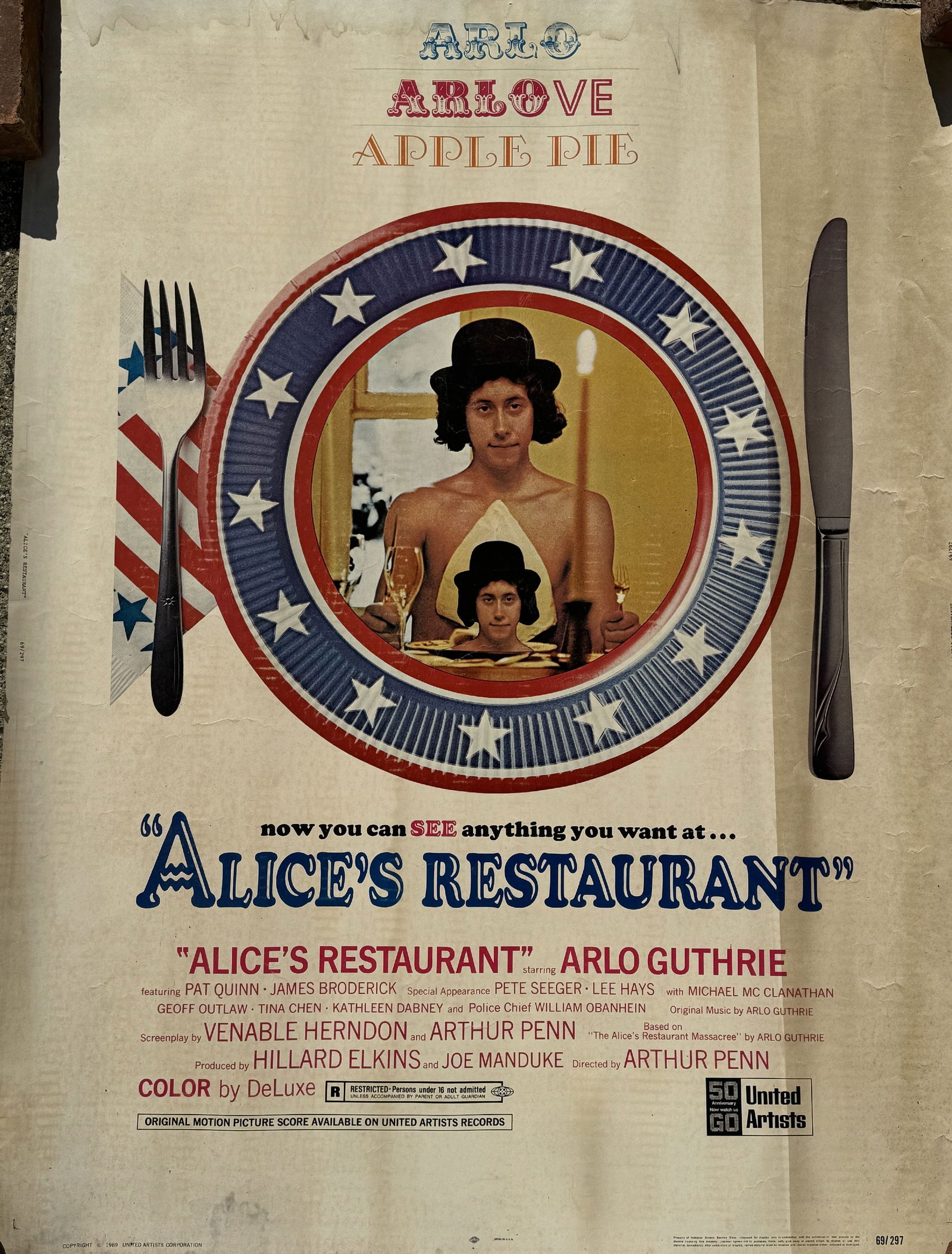 VINTAGE ARLO GUTHRIE "ALICE'S RESTAURANT" POSTER 40" X 30" (1 of 4)