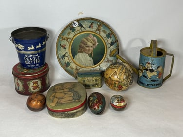 ANTIQUE TIN LOT 9" AND SMALLER