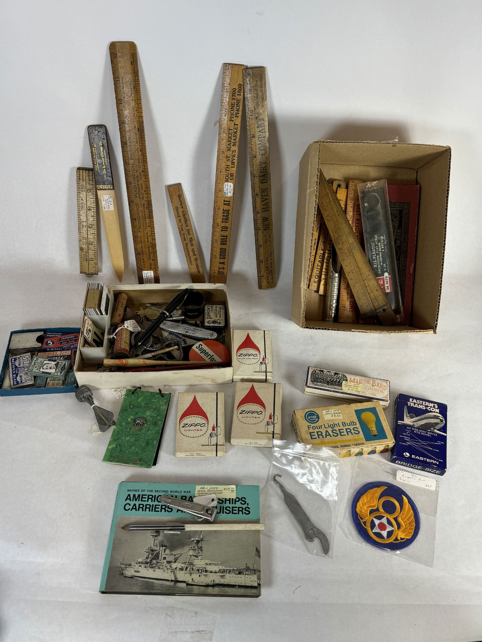 ANTIQUE ADVERTISING RULERS, PENS, LIGHTBULB ERASERS, ETC (1 of 7)