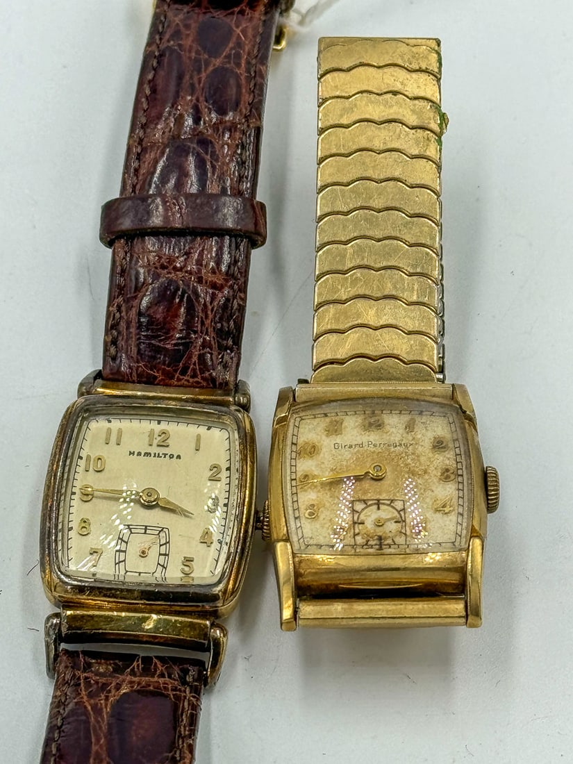 A 10K GOLD FILLED HAMILTON MENS WATCH AND A 10K GOLD FILLED SWISS WATCH: A 10K GOLD FILLED HAMILTON MENS WATCH AND A 10K GOLD FILLED SWISS WATCH