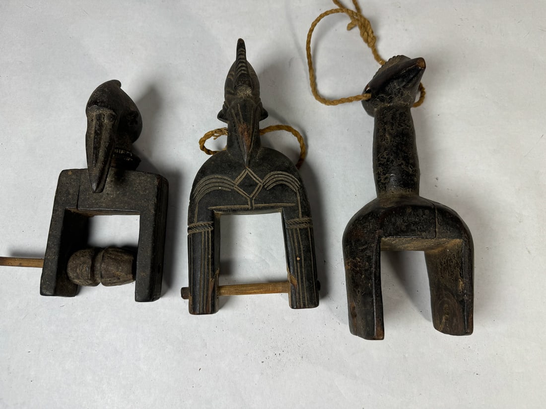 3 YORUBA HEDDLE PULLEYS, 7.5" X 3" X 3" AND SMALLER (1 of 4)