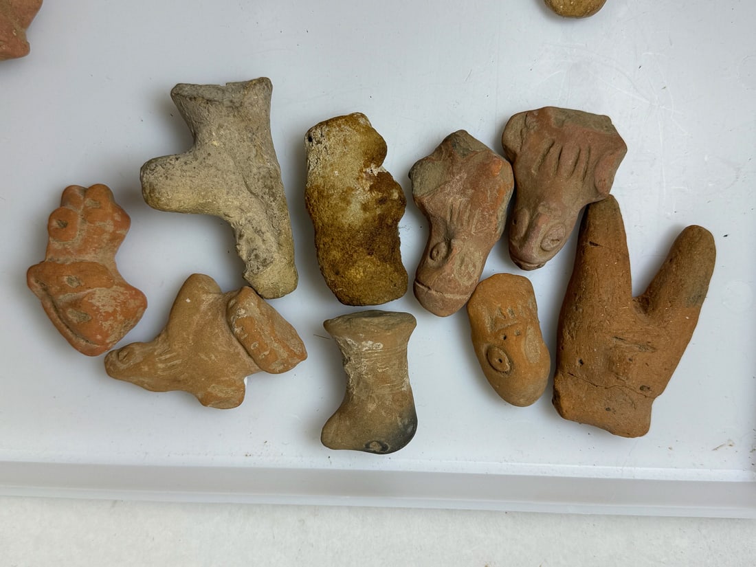 9 ANCIENT POTTERY FRAGMENTS, 3" AND SMALLER (1 of 4)