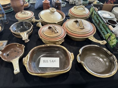 TEN PIECES BILL SAX OVENPROOF COOKWARE 17" X 11" X 7" AND SMALLER